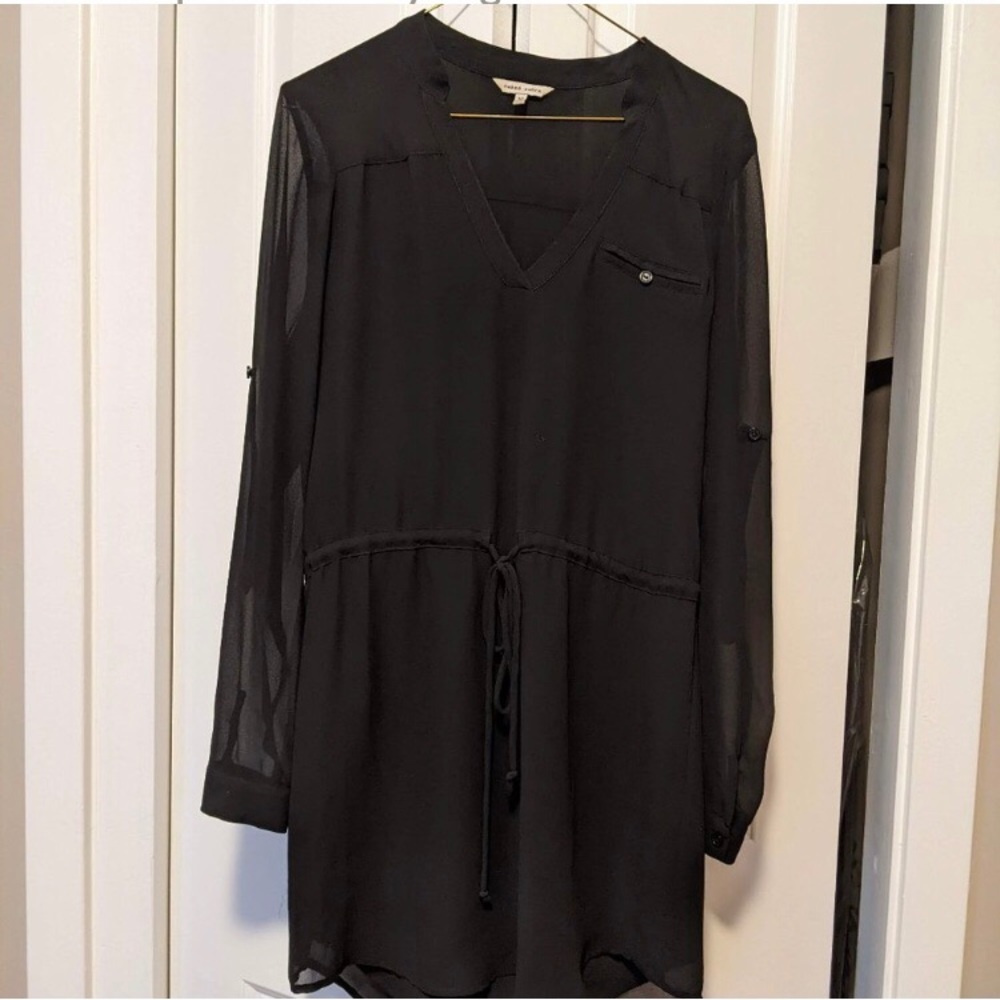 EUC Black Naked Zebra shirt/ dress. Draw sting waist. Size small. Sheer sleeves